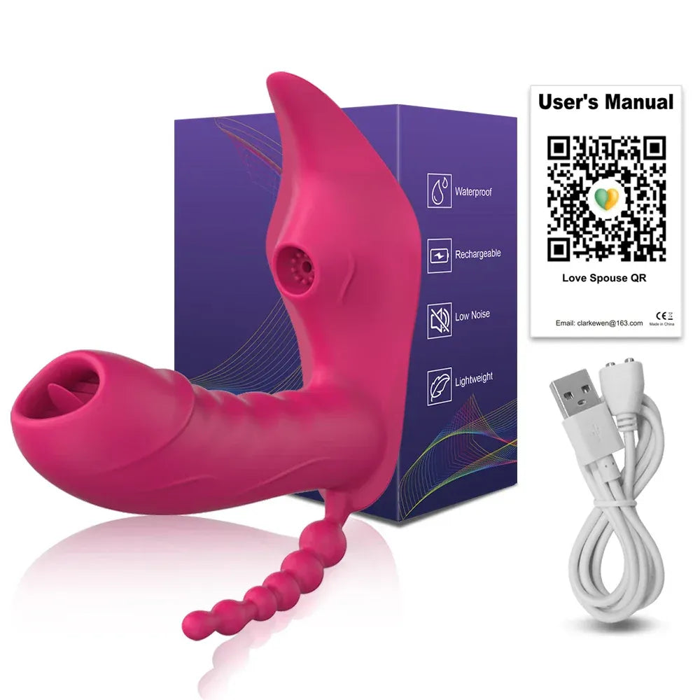 Wireless Remote Control Dildo Vibrator 3 In 1 Stimulator for Women - Purple