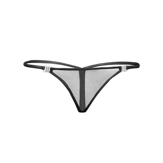 Noir Inviting Tulle G String - Black - Large