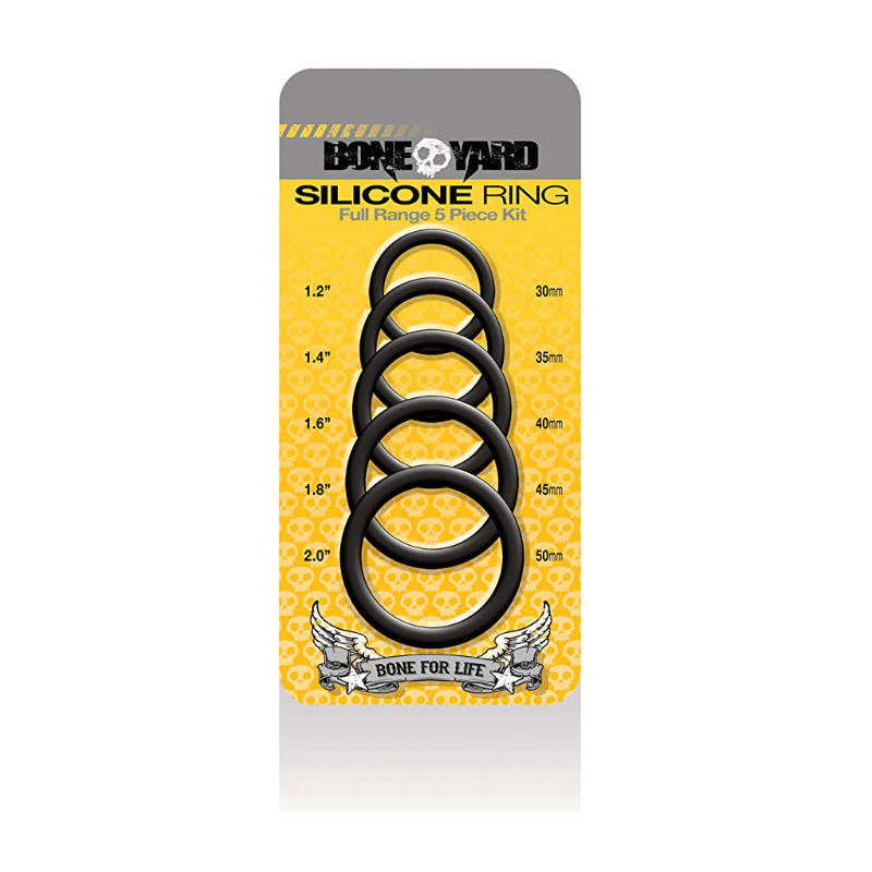 Boneyard Silicone Ring 5 Pc Kit Black