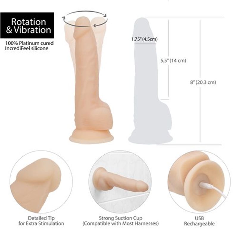 Satisfyer Rotating 8In Vibrating Dildo With Remote Vanilla