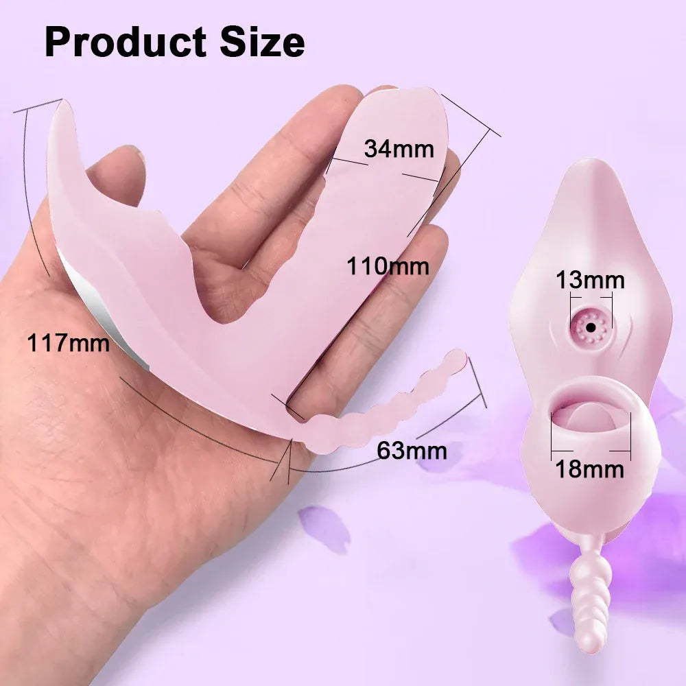 Wireless Remote Control Dildo Vibrator 3 In 1 Stimulator for Women - Purple