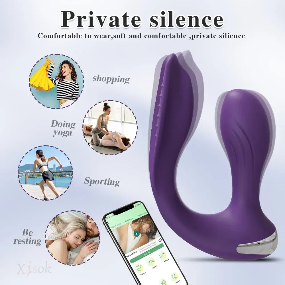 App Control Dual Ended Vibrator for Women Clit Anal Stimulation Couples - Red