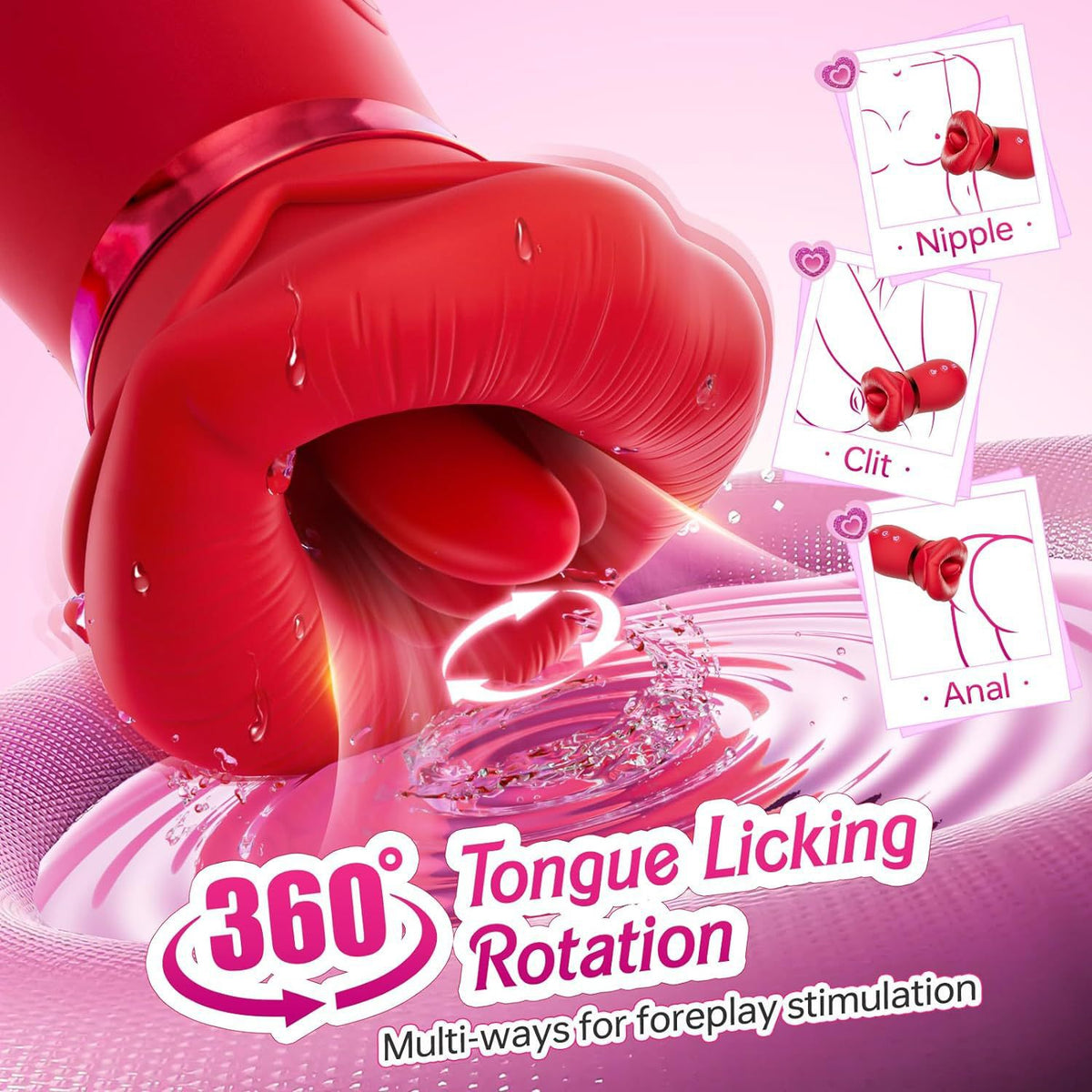 Pink Lips Vibrating Stimulator - Dual-Action Suction & Licking Massager for Women