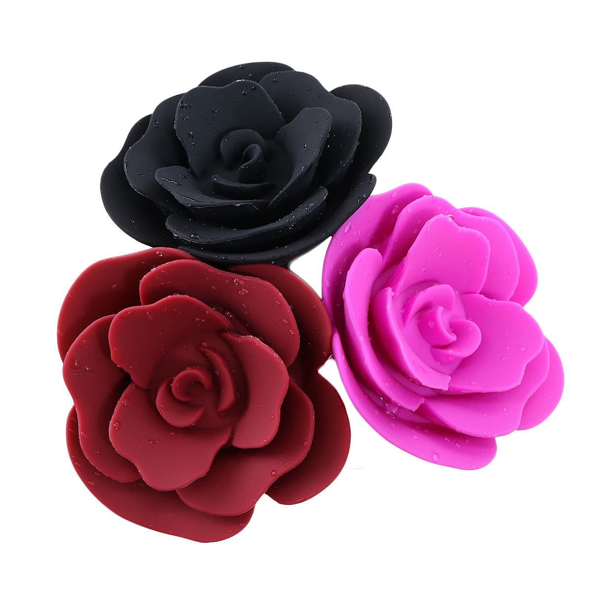 Elegant Rose Silicone Anal Plug - Smooth Tapered Design for Comfortable Play(black)