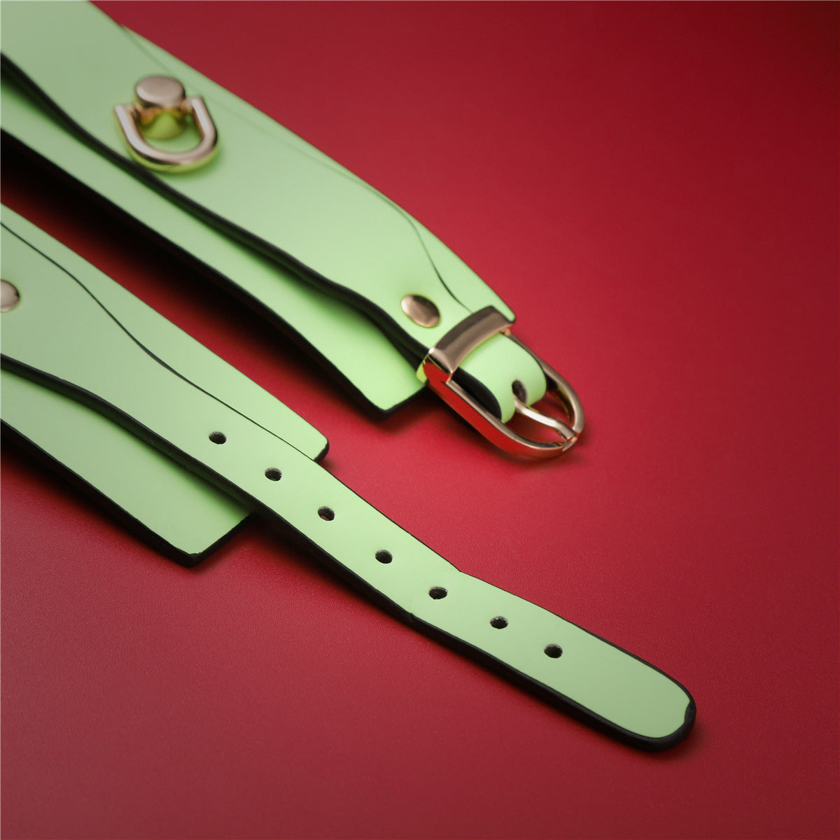 Adjustable PU Leather Bondage Cuff - Wrist/Ankle Restraint, Sold Individually(Luminous pink-anklet)