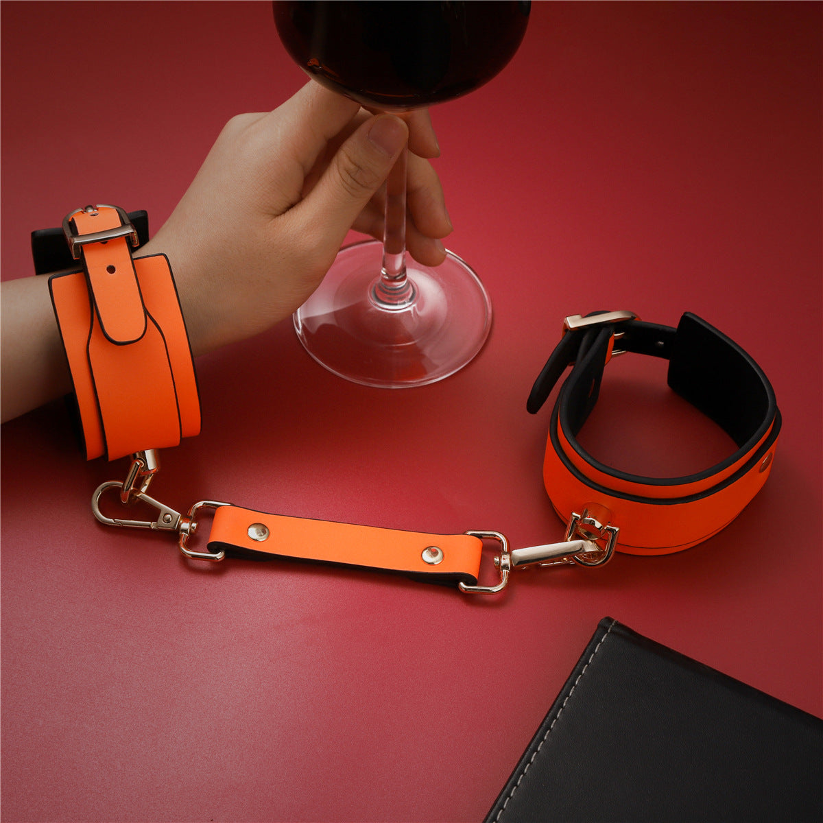 Adjustable PU Leather Bondage Cuff - Wrist/Ankle Restraint, Sold Individually(Luminous orange-anklet)
