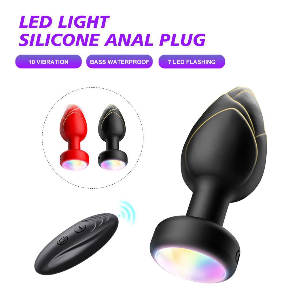 Green Luminous LED Vibrating Anal Plug with Wireless Remote - 10 Speeds, 7 Light Modes, Waterproof Silicone