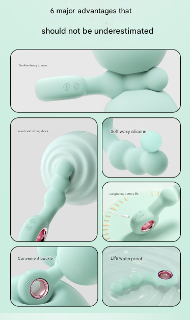 Black Handheld G-Spot & Prostate Massager with Beads- (USB Rechargeable)